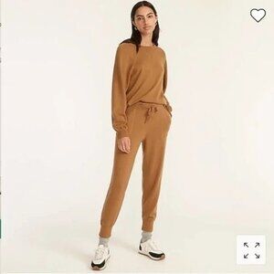 NWT J. Crew Cotton Cashmere Jogger Pant Heathered Caramel Knit Size MEDIUM